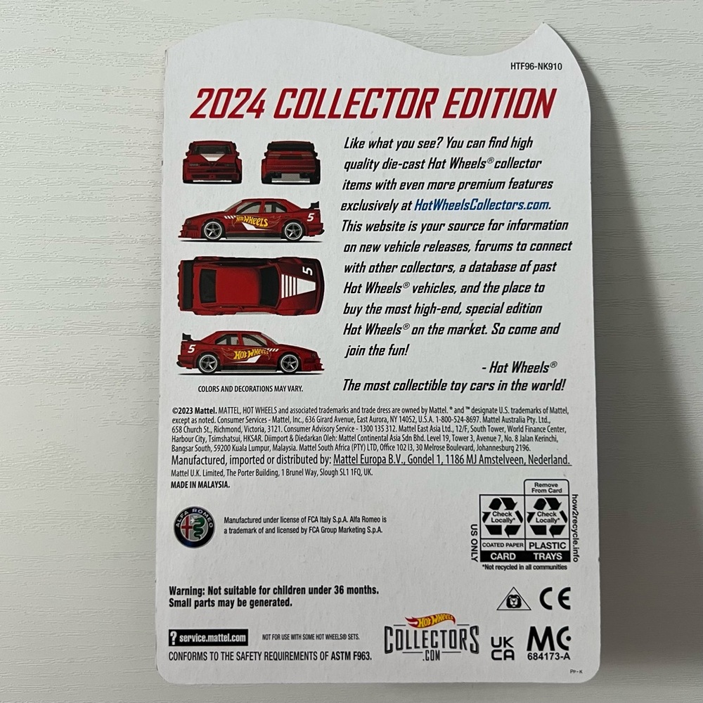 Hot Wheels 2024 Mail In Collectors Edition Alfa Romeo 155 w/ Card Protector - Picture 4 of 4